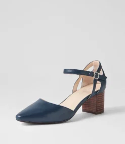 Women DIANA FERRARI Dress|Heels-Loctavia Deep Blue Choc Leather Heels