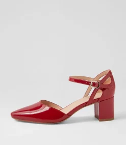 Women DIANA FERRARI Dress|Heels-Loctavia Deep Red Patent Leather Heels