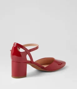 Women DIANA FERRARI Dress|Heels-Loctavia Deep Red Patent Leather Heels