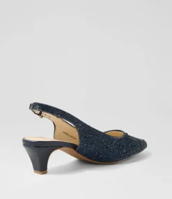 Women SUPERSOFT Comfort|Heels-Looloo Navy Jewels Leather Heels