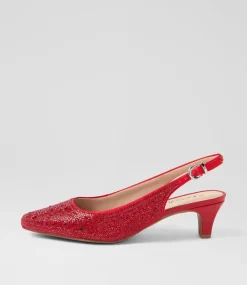 Women SUPERSOFT Comfort|Heels-Looloo Red Jewels Leather Heels