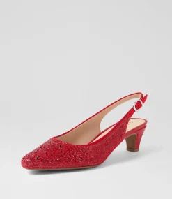 Women SUPERSOFT Comfort|Heels-Looloo Red Jewels Leather Heels
