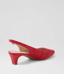 Women SUPERSOFT Comfort|Heels-Looloo Red Jewels Leather Heels