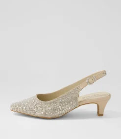 Women SUPERSOFT Comfort|Heels-Looloo Silver Nude Jewels Leather Heels