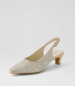 Women SUPERSOFT Comfort|Heels-Looloo Silver Nude Jewels Leather Heels