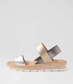 Women DIANA FERRARI Flats|Sandals-Loquat Metallic Multi Leather Elastic Sandals