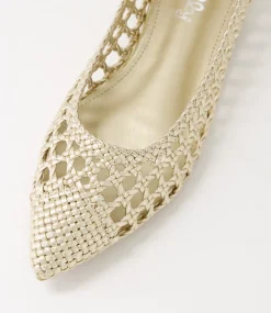 Women I LOVE BILLY Flats-Loron Pale Gold Weave Flat Shoes