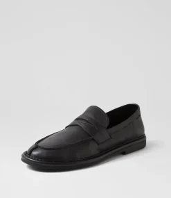 Women TOP END Loafers|Flats-Losette Black Leather Loafers