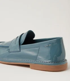 Women TOP END Loafers|Flats-Losette Dark Denim Patent Leather Loafers