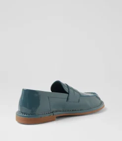 Women TOP END Loafers|Flats-Losette Dark Denim Patent Leather Loafers