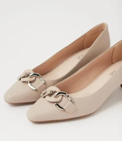 Women SUPERSOFT Dress|Comfort-Lovely Oatmilk Leather Pump Heels