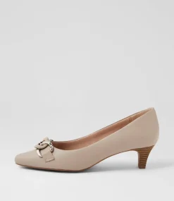 Women SUPERSOFT Dress|Comfort-Lovely Oatmilk Leather Pump Heels