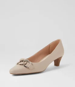 Women SUPERSOFT Dress|Comfort-Lovely Oatmilk Leather Pump Heels