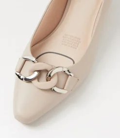Women SUPERSOFT Dress|Comfort-Lovely Oatmilk Leather Pump Heels
