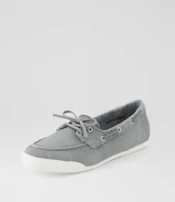 Women BLOWFISH Flats-Lowtide Fog Grey Canvas Flat Shoes