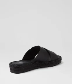 Women DIANA FERRARI Flats-Luandan Black Leather Sandals