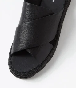 Women DIANA FERRARI Flats-Luandan Black Leather Sandals