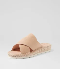 Women DIANA FERRARI Flats|Sandals-Luandan Nude Leather Sandals