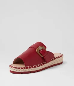 Women DIANA FERRARI Flats|Sandals-Lucern Deep Red Leather Sandals