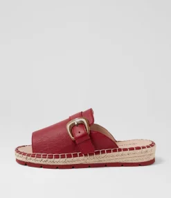 Women DIANA FERRARI Flats|Sandals-Lucern Deep Red Leather Sandals