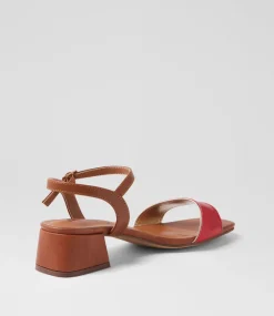 Women I LOVE BILLY Heels|Sandals-Lunto Red Pale Gold Tan Sandals