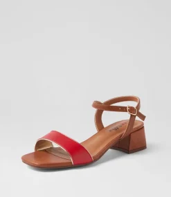 Women I LOVE BILLY Heels|Sandals-Lunto Red Pale Gold Tan Sandals