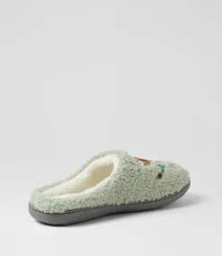 Women I LOVE BILLY Flats-Luring Soft Green Multi Slippers