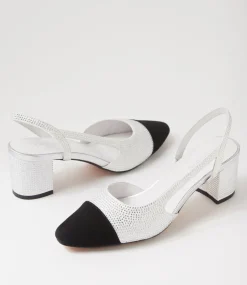 Women DIANA FERRARI Heels-Luxury Black Silver Multi Heels