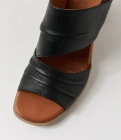 Women DIANA FERRARI Heels|Sandals-Madelina Black Leather Sandals