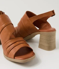 Women DIANA FERRARI Heels|Sandals-Madelina Tan Leather Sandals