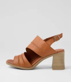 Women DIANA FERRARI Heels|Sandals-Madelina Tan Leather Sandals