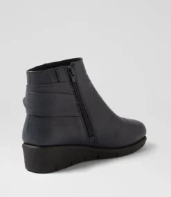Women SUPERSOFT Boots|Comfort-Maeeve Navy Leather Ankle Boots