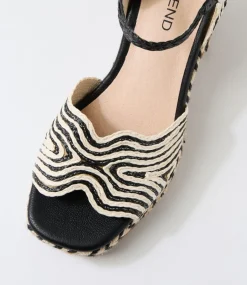 Women TOP END Heels|Sandals-Maizy Ivory Black Multi Fabric Sandals