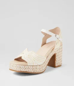 Women TOP END Heels|Sandals-Maizy Natural White Multi Synthetic Raffia Sandals