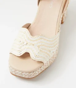 Women TOP END Heels|Sandals-Maizy Natural White Multi Synthetic Raffia Sandals
