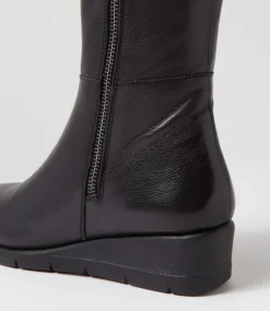 Women SUPERSOFT Boots|Wedges-Makes Black Leather Knee High Boots