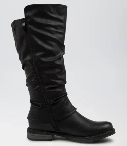 Women I LOVE BILLY Boots-Maldivian Black Smooth Knee High Boots