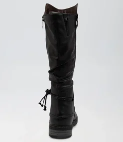 Women I LOVE BILLY Boots-Maldivian Black Smooth Knee High Boots