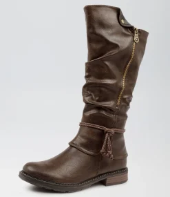 Women I LOVE BILLY Boots-Maldivian Choc Smooth Knee High Boots
