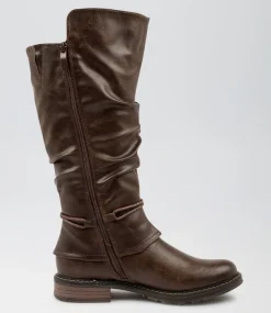 Women I LOVE BILLY Boots-Maldivian Choc Smooth Knee High Boots