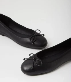 Women DIANA FERRARI Flats-Malerina Black Leather Ballet Flats
