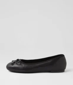 Women DIANA FERRARI Flats-Malerina Black Leather Ballet Flats