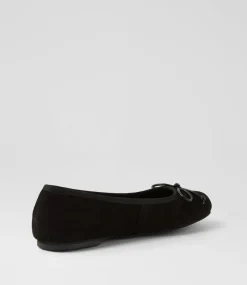 Women DIANA FERRARI Flats-Malerina Black Suede Ballet Flats