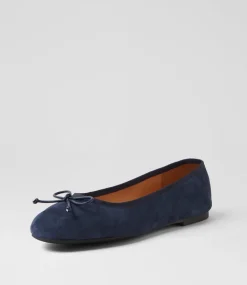 Women DIANA FERRARI Flats-Malerina Navy Suede Ballet Flats