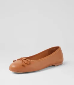 Women DIANA FERRARI Flats-Malerina Tan Leather Ballet Flats