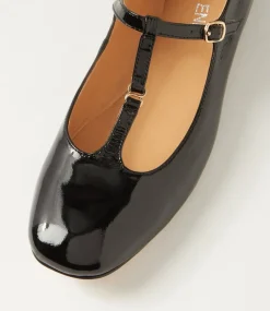 Women TOP END Flats-Maloney Black Patent Leather Flat Shoes