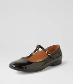 Women TOP END Flats-Maloney Black Patent Leather Flat Shoes