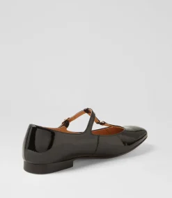 Women TOP END Flats-Maloney Black Patent Leather Flat Shoes