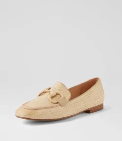 Women TOP END Flats|Loafers-Mansur Vanilla Camel Synthetic Raffia Leather Loafers