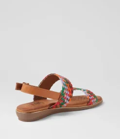 Women I LOVE BILLY Flats|Sandals-Manza Bright Multi Tan Sandals